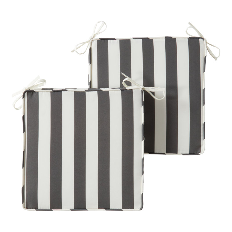 Outdoor Dining Chair Seat Pad, Canopy Gray Striped