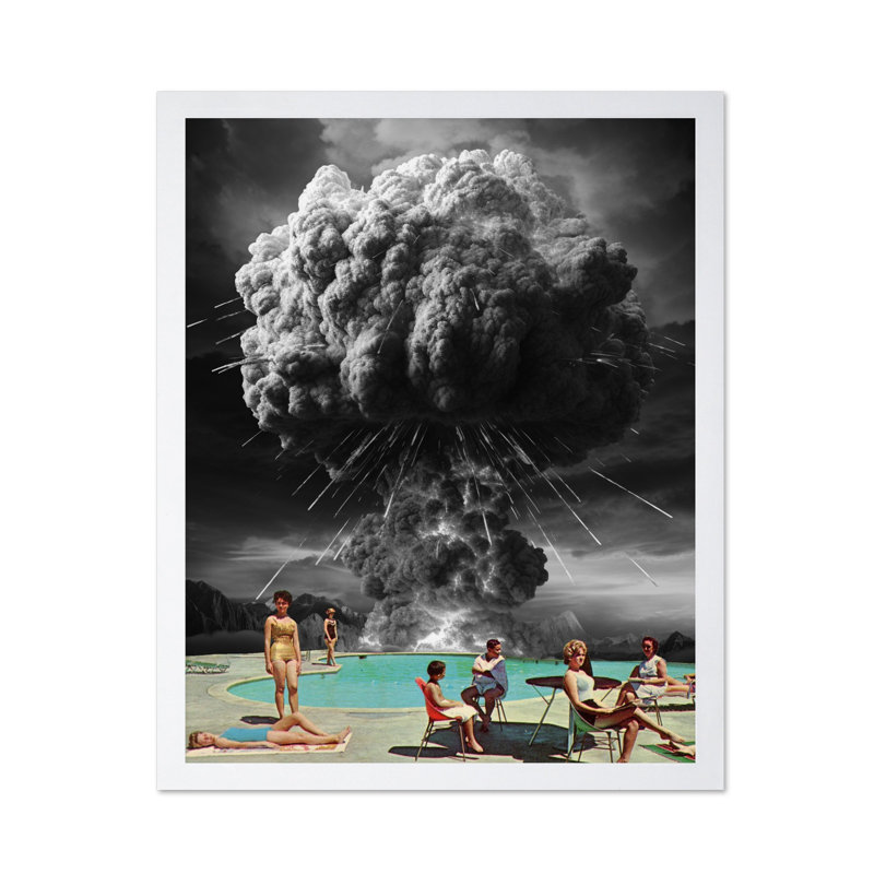 Atomic Bomb Pool Party, Poster, White Framed, 11"H x 14"W