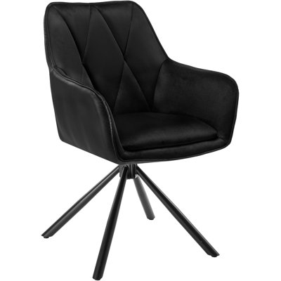Lestarain 1Dining Room Chair Swivel, Swivel Chair, Kitchen Chair With Armrests Backrest, Living Room Chair, Upholstered Chair, Armchair, Metal Legs, Velvet, Imitation Leather, Dark Grey
