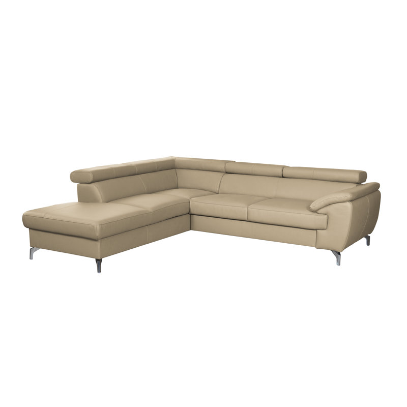 Brookhurst Leather Corner Sofabed, Beige, Left Hand Facing