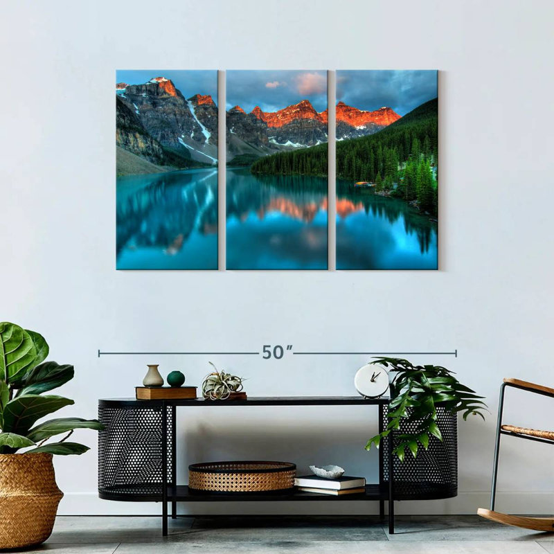 Tranquil Moraine Lake 3 pièces, H 45 po x l 28 po x P 1,25 po