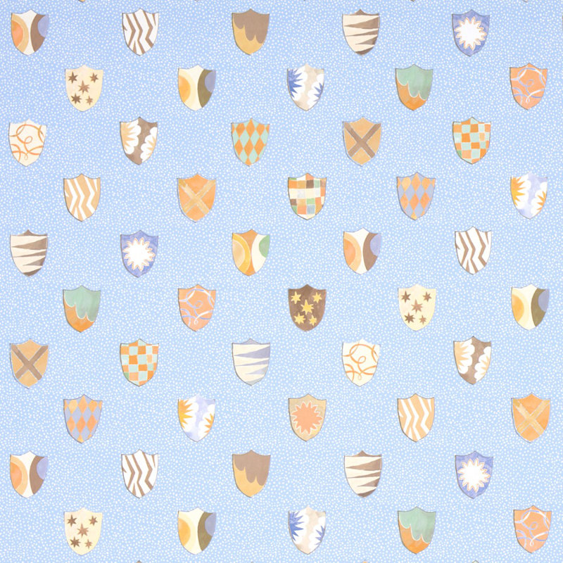 Papier peint héraldique Schocalacher x Happy Menocal, Bleu Oxford
