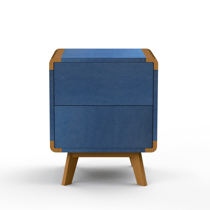 Foristell 45cm W Solid + Manufactured Wood Bedside Table, Brown, Blue