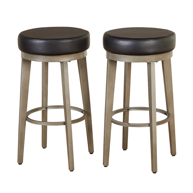 Tabouret de bar pivotant 30,5 po Gadberry, Noir, Étain brossé, 30.5"