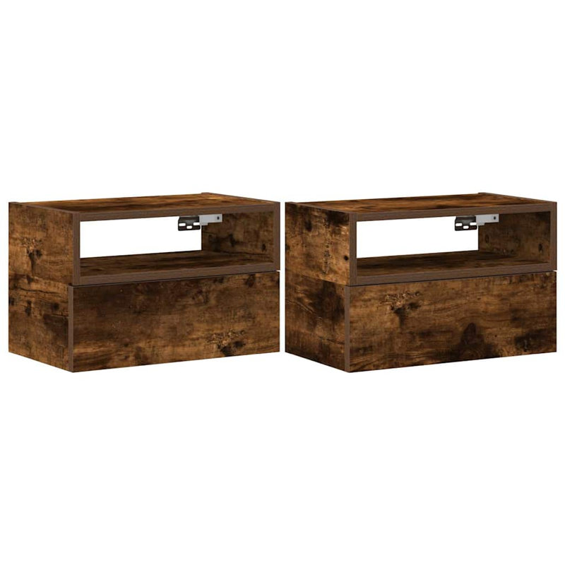 Cabriales 45cm W Manufactured Wood Bedside Table, Smoked Oak, 2