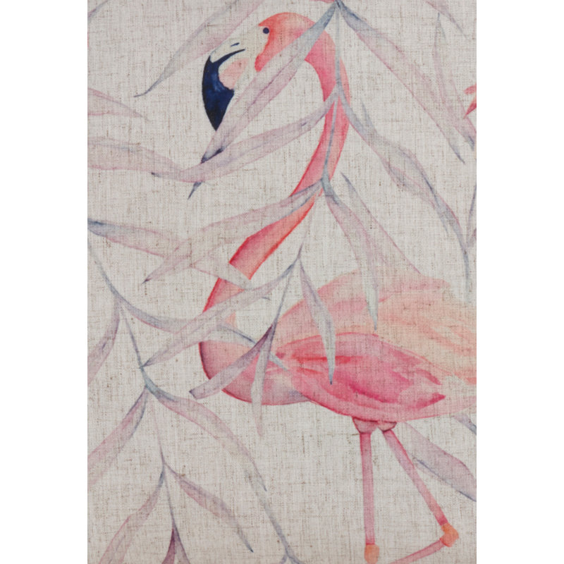 Beige and Pink Flamingo Print Square Throw Pillow