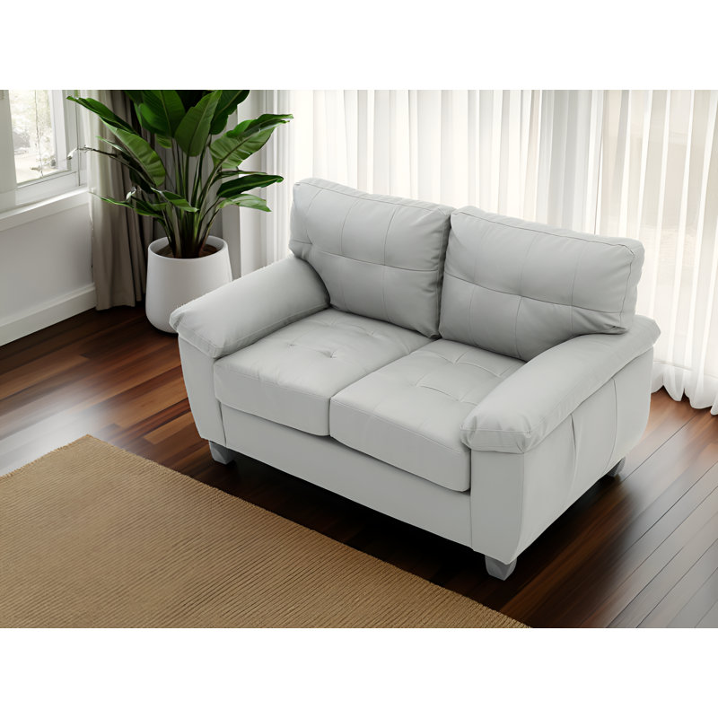 Rimouski Faux Leather Loveseat, Grey