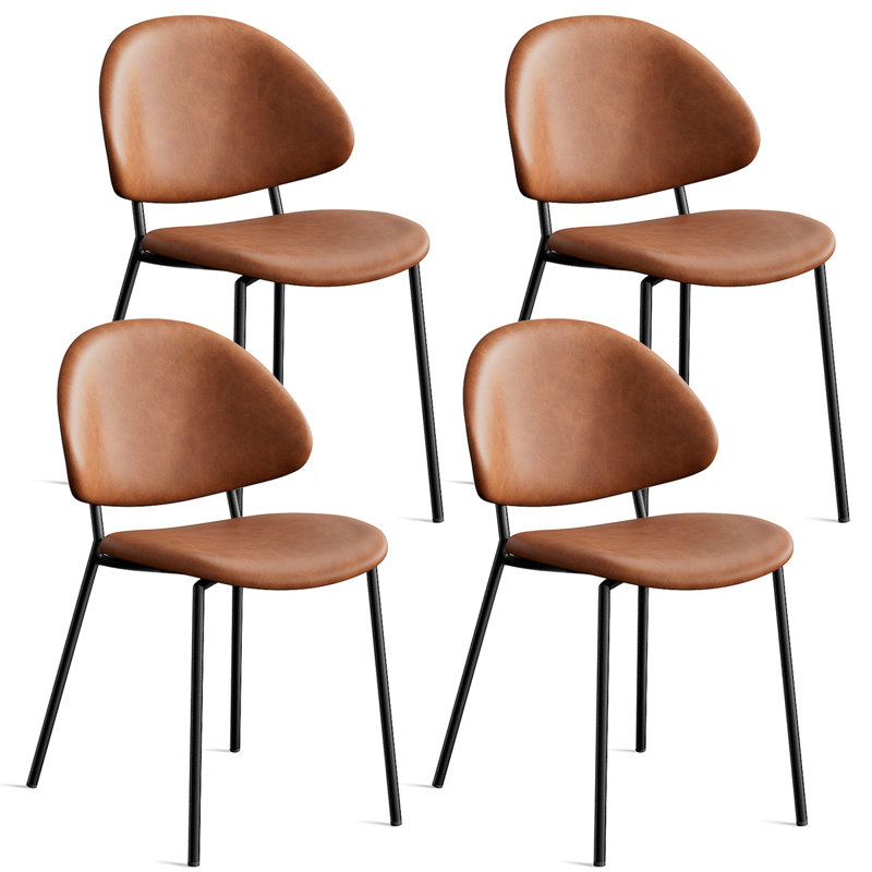 Set Of 4 Mid-Century Modern Dining Chairs, Brown