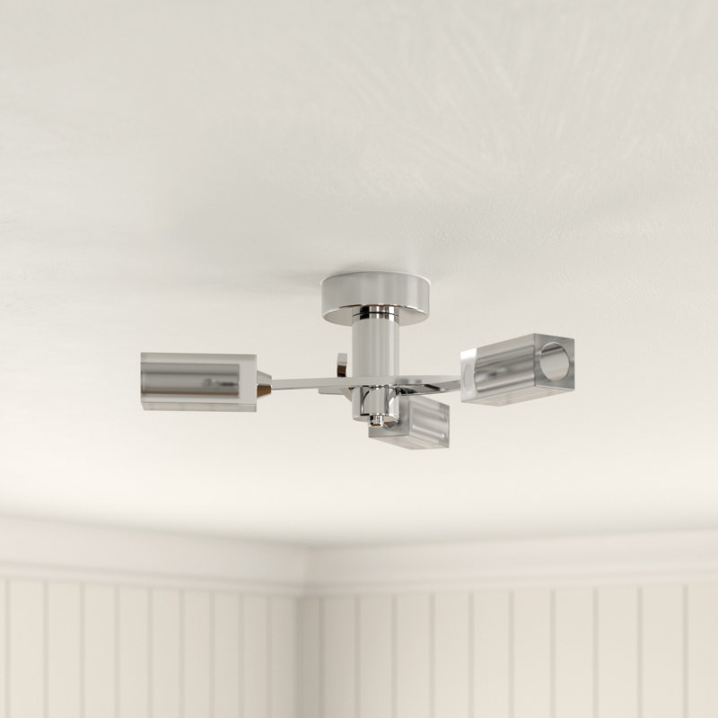 Nevaeh Glass Semi Flush Mount, Polished Chrome