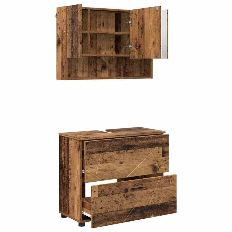 Bathroom Storage Furniture Set, Old Wood