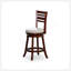 Tabouret pivotant à dossier à lattes de 24 po de hauteur de comptoir avec siège en tissu beige et finition cerise-1474871586-1474871599