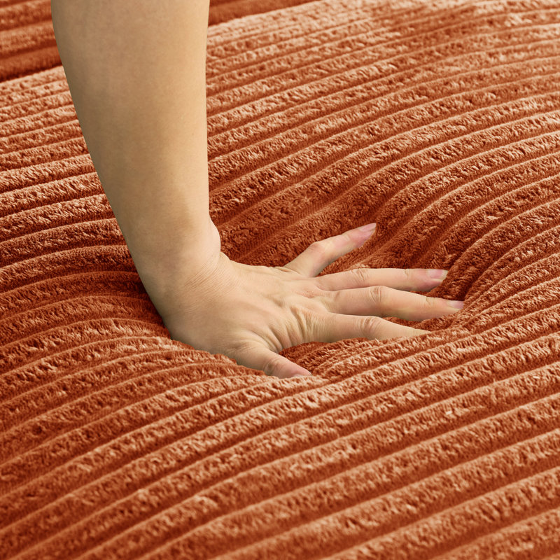 Fauteuil d'appoint surdimensionné 47 po avec repose-pieds en velours côtelé pour salon, Orange