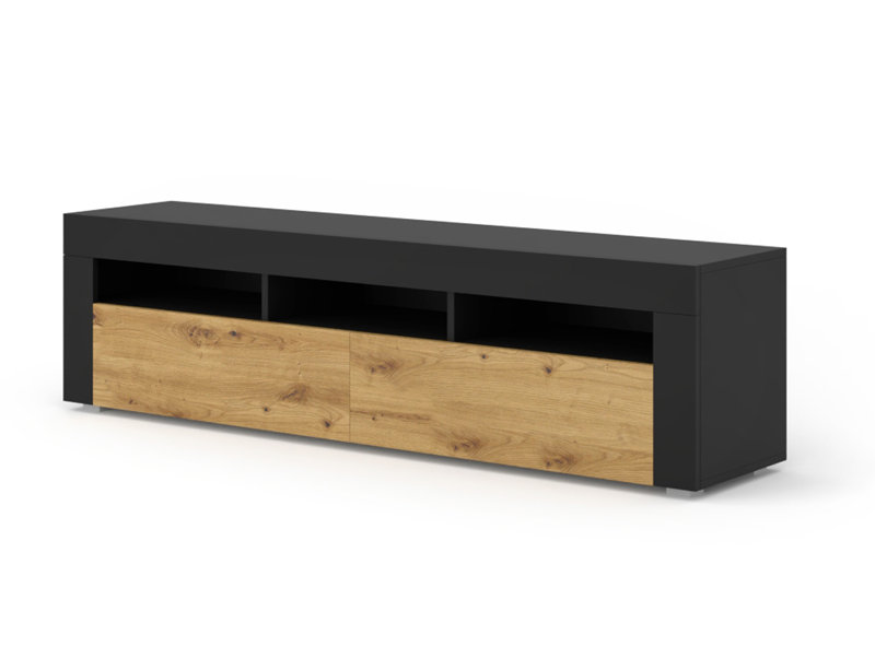 Allysyn TV Stand for TVs up to 65", Black Matt/Oak Artisan