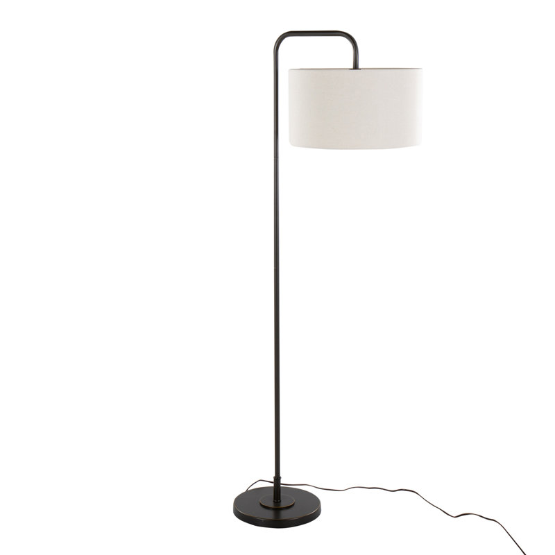 Lampe sur pied contemporaine en métal, Bronze frotté à l'huile