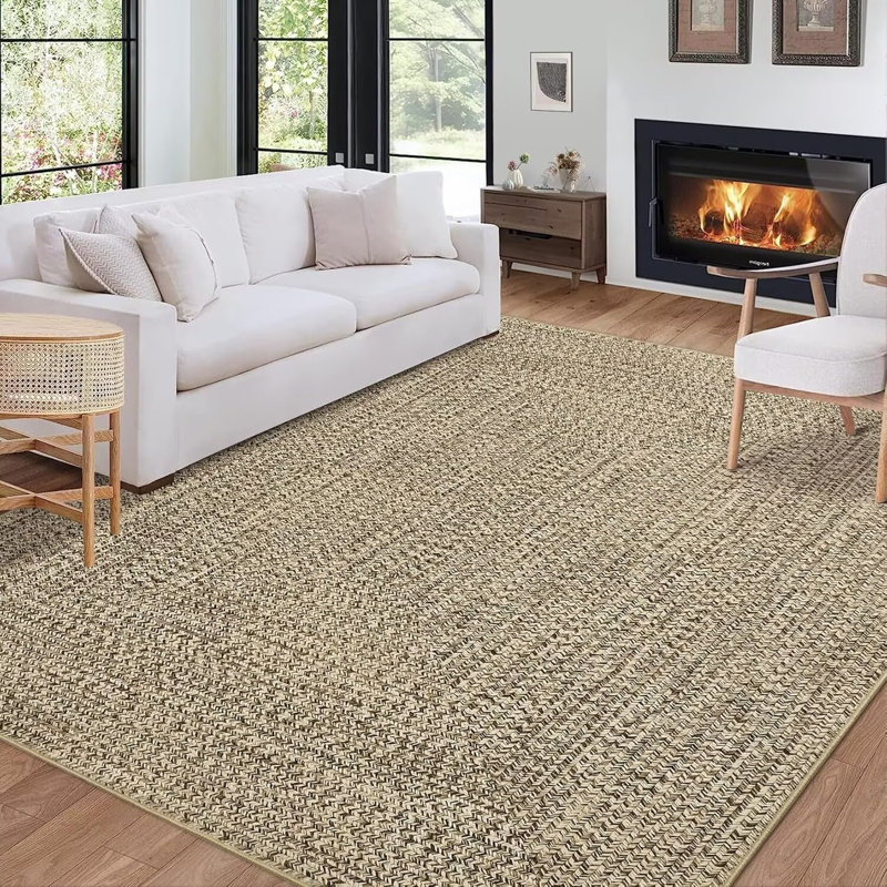 Modern Rugs for Bedroom Imitation Braided Pattern Soft Carpet, Rectangle 5' x 7'
