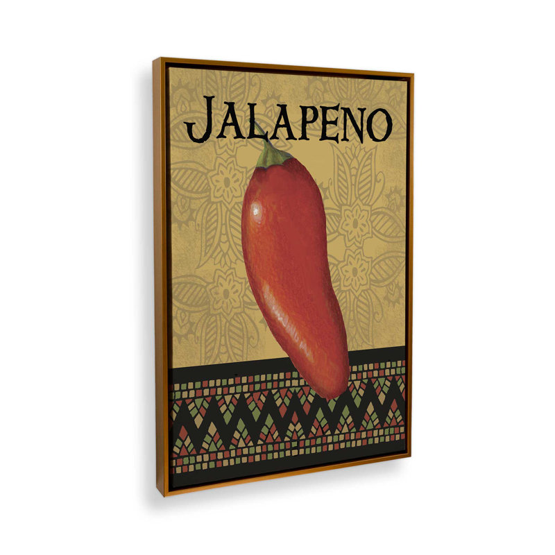 Jalapeno avec une touche de style populaire, H 30,75 po x l 20,75 po, Impression dans un cadre flottant sans passe-parto