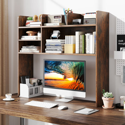 3-Tier Desktop Bookshelf w/ 6 Shelves Desk Organizer for Computer Desk by Millwood Pines