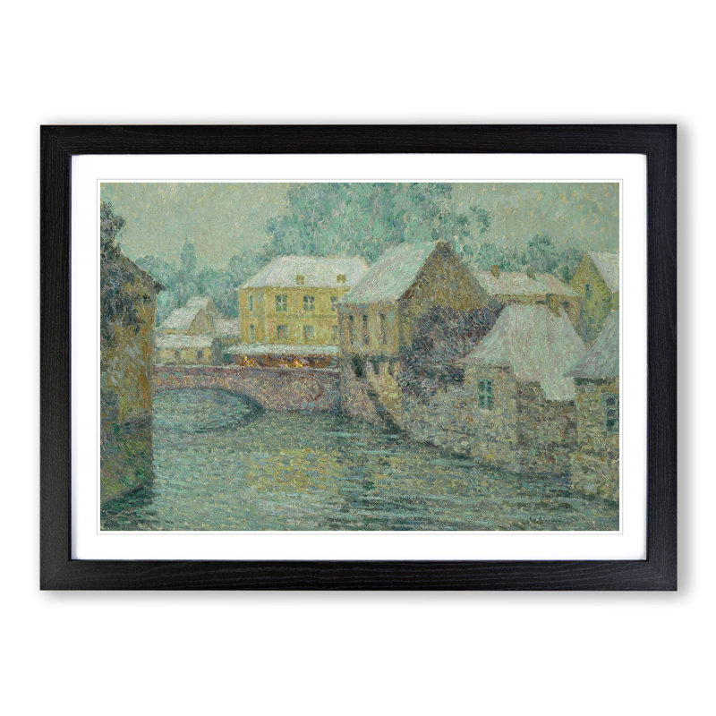 Snow upon the Houses by Henri Le Sidaner - Picture Frame Painting, Black Framed, 27cm H x 36cm W x 2cm D