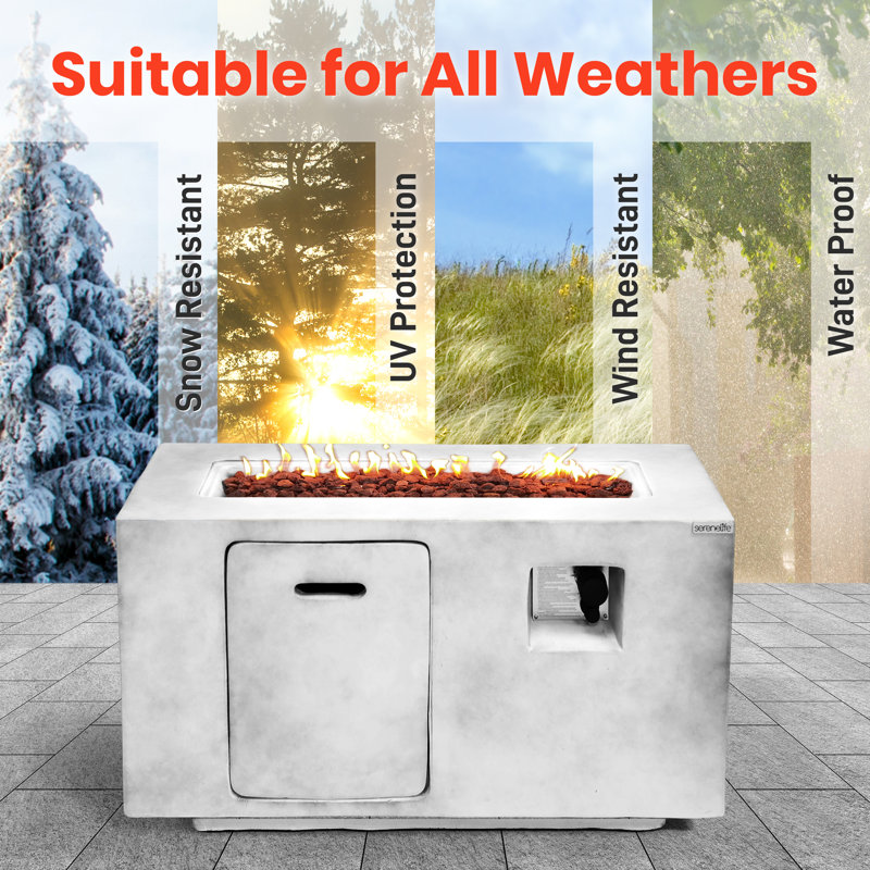 Gray Concrete 50,000 BTU Propane Gas Fire Pit Table