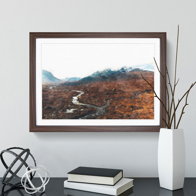 View of the Isle of Skye in Scotland - Picture Frame Painting Print, 62cm H x 87cm W x 2cm D, Walnut Framed
