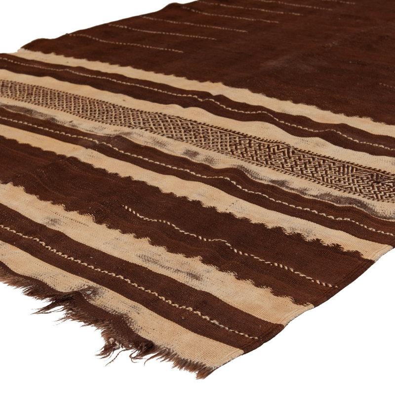 Brown Wool Kilim Rug - 4'11" x 9'08"