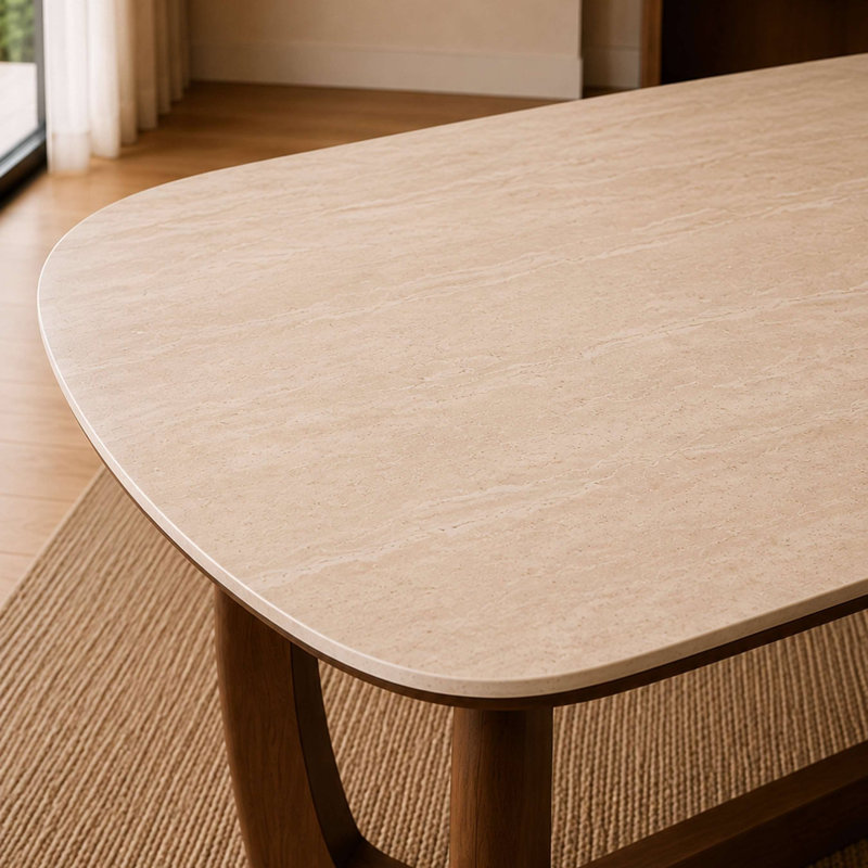 Rubberwood Dining Table with Wood Base