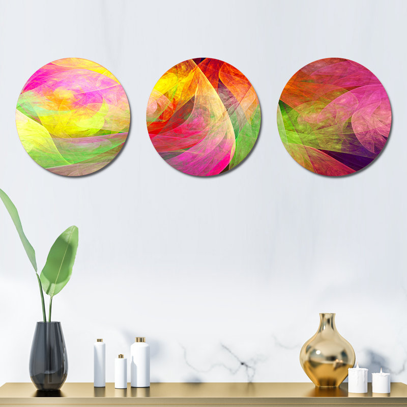 Spectacular Multi Colour Pattern - Floral Metal Wall Decor Set