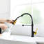 Robinet d'évier de cuisine noir et doré avec douchette extractible - offre un débit d'eau efficace pour diverses tâches et assure une stabilité lisse