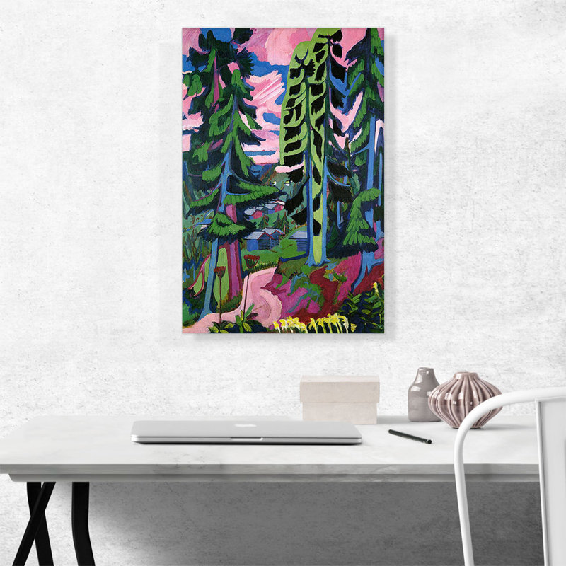 «Wildboden Mountains Forest 1928» par Ernst Ludwig Kirchner, reproduction d'art sur toile tendue