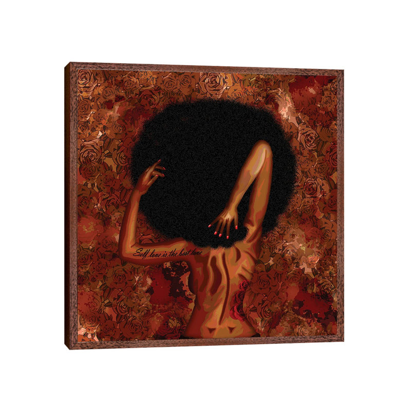 Self Love - Print on Canvas, 45.72 cm H x 45.72 cm W, Classic Brown Wood Framed