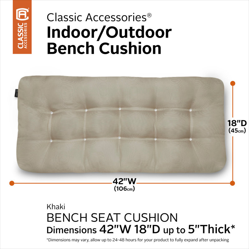 Bergholt Outdoor 5'' Bench Seat Cushion, Beige, 48" W x 6.17" D