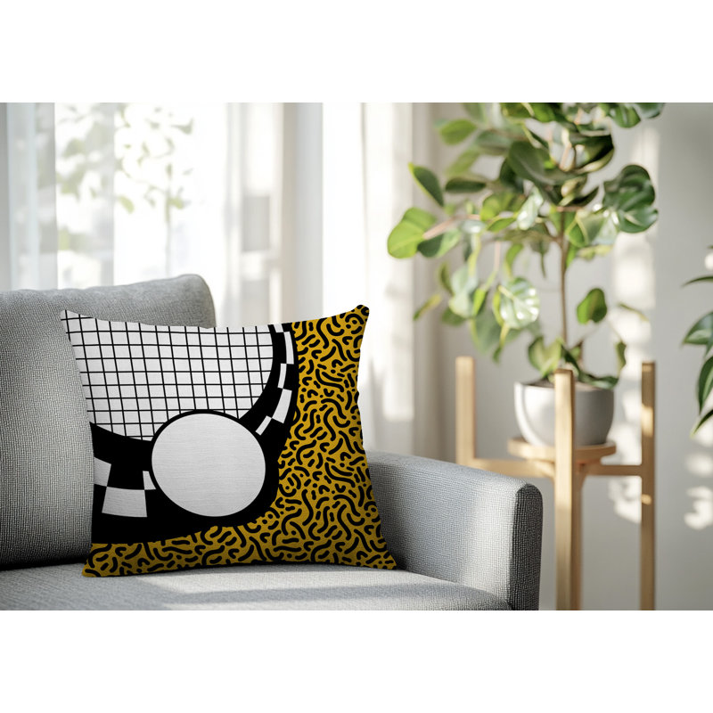 Oreiller carré réversible Dotrix, Carré 20 po, Jaune