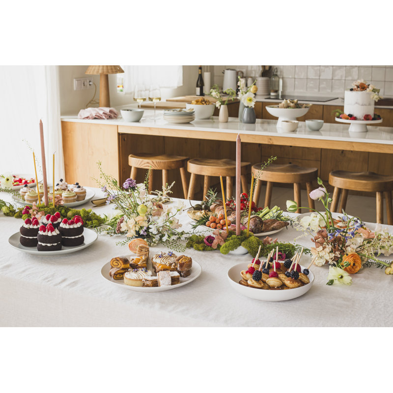 over&back Coupe 16-Piece Semi Hand-Finished Stoneware Dinnerware Set, Service for 4, White
