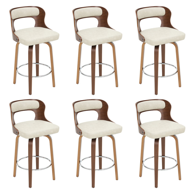 Swivel Faux Leather Counter & Bar Stools, Beige