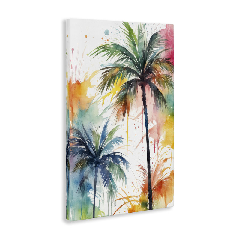 "Splashed Palm Trees", art mural sur toile par Kim Allen, H 24 po x l 16 po