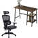 Home Office Desk And Chair Set Computer Desk W/Shelves With Ergonomic Mesh Height Adjustable Office