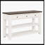 Console en bois de pin massif 48 po - table d'appoint moderne avec 3 tiroirs de rangement et 2 tablettes, assemblage facile (blanc antique + plateau brun)-974312931
