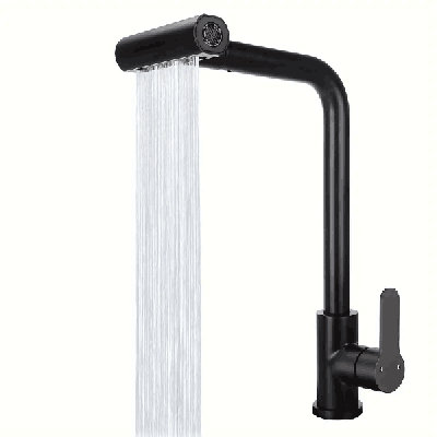 Black Monobloc Kitchen Sink Mixer Taps Pull Out 360° Swivel Spout Single Level