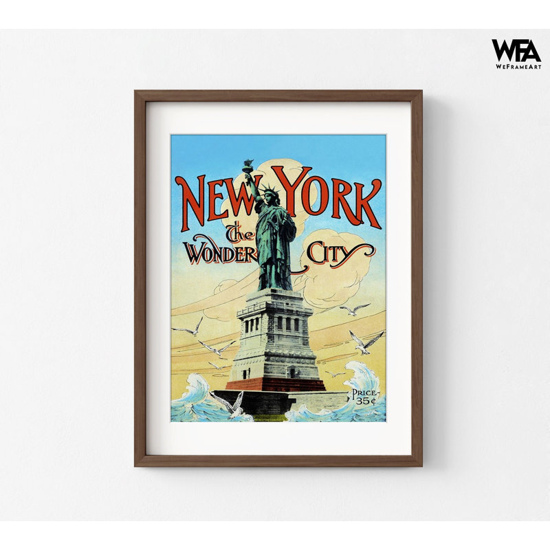 «New York The Wonder City» par Retrotravel, impression d'affiche rétro, impression d'art rétro, Brun, H 24 po x l 32 po