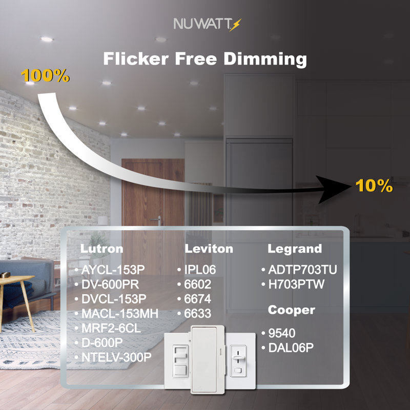 White Aluminum 4'' LED Recessed Lighting Kit, 6-Pack