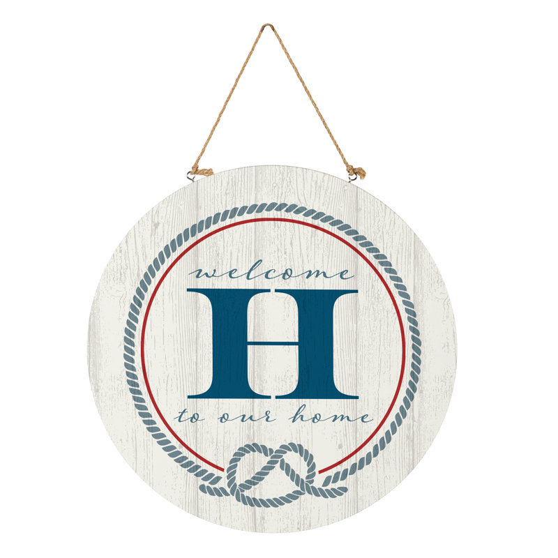 Monogramme de porte côtière H 18 po, Bleu / blanc / rouge