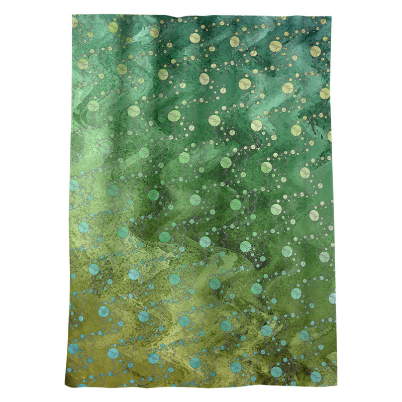 Panneau de rideau simple darkeningthermal avec passe-tringle pour fenêtre planètes et étoiles Leffel, Vert / Jaune