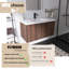 Ensemble de meuble-lavabo simple mural avec plateau en résine Acorn Finish-967181189-952944329