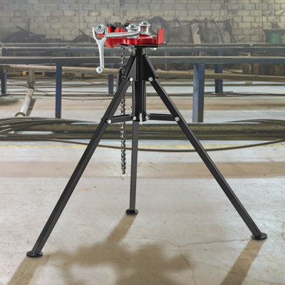 Tripod Pipe Chain Vise | 0.3175-12.7 cm Pipe Capacity | 92.5 cm Length | Portable Folding Steel Legs | Grab, Support, and Bend Pipes | Ideal for Factory, Workshop, and Home Use