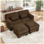 Canapé modulaire en forme de U 76,4 po Cloud 2, 2 places avec 2 repose-pieds, coussins épais, velours côtelé respirant, brun-133671307