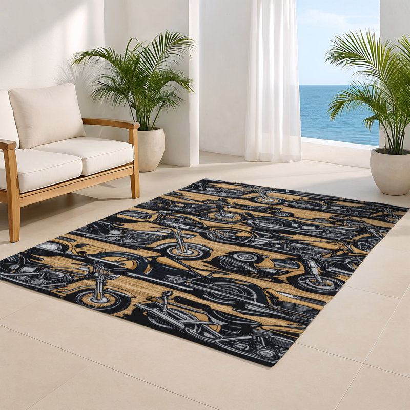 Tapis intérieur et extérieur noir Transport, Rectangulaire 8 pi x 10 pi