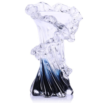 8" Hand Blown Blue Glass Vase