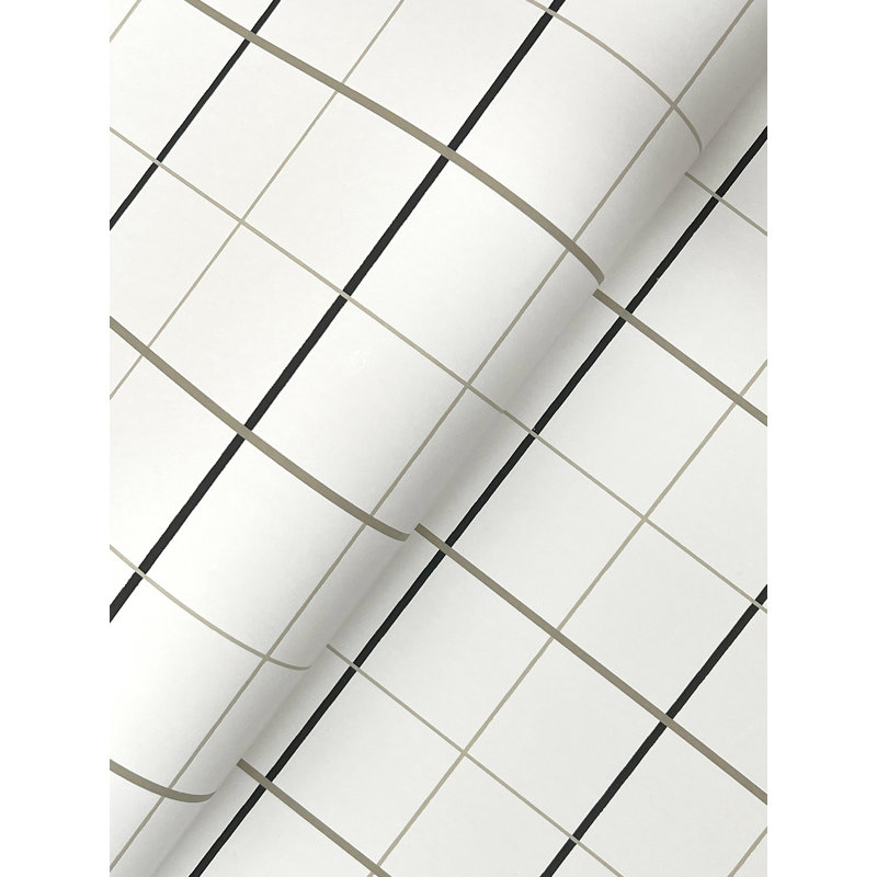 Papier peint écossais blanc Tattersall, Blanc