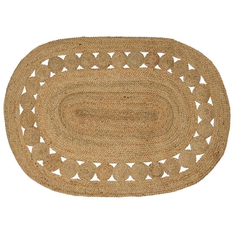 Hand Braided Area Rug, Brown, Oval 100cm x 152cm
