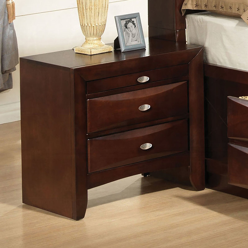 Table de chevet en bois de haute qualité avec deux tiroirs de rangement et un plateau coulissant pour une organisation de chambre à coucher pratique et élégante